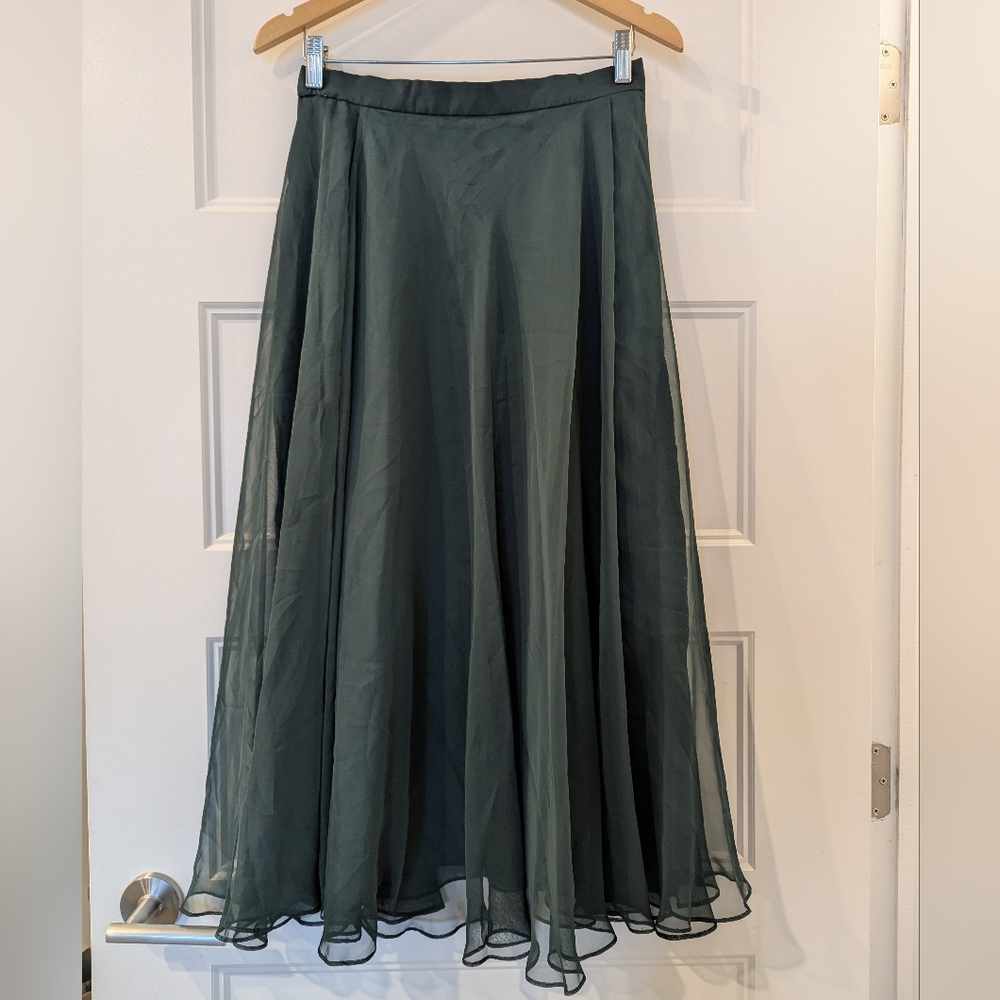 Chic Forest Green Vintage Maxi Skirt